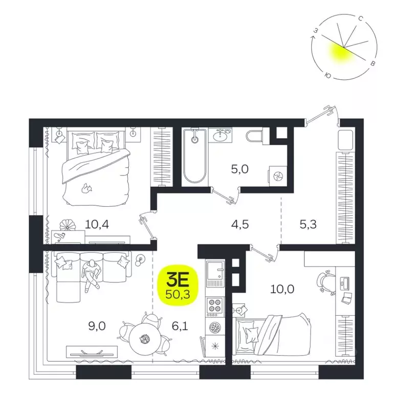 3-к кв. Свердловская область, Екатеринбург Южная Ботаника жилрайон, ... - Фото 1