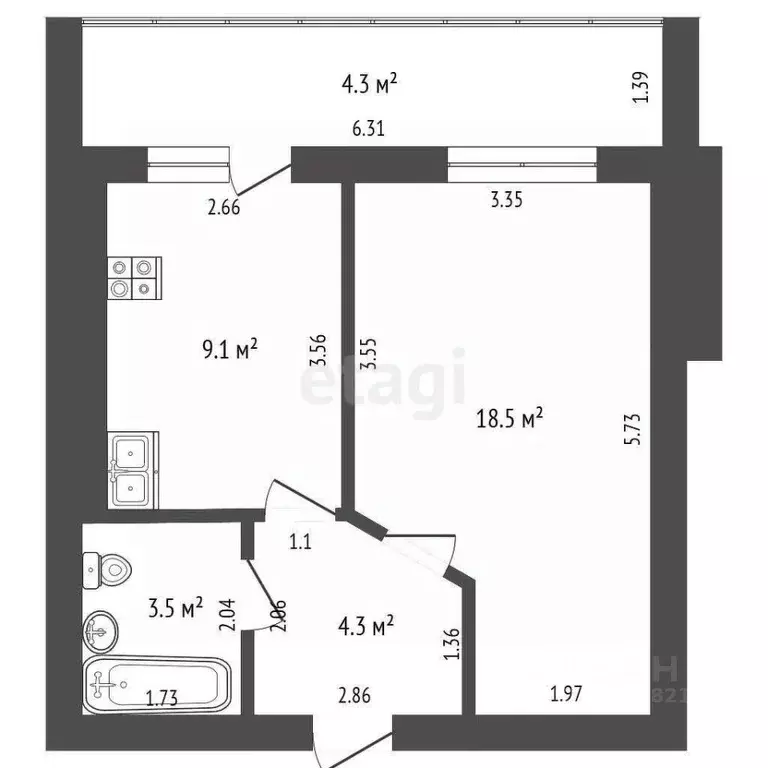 1-к кв. Марий Эл, Медведевский район, Руэмское с/пос, пос. Руэм ул. ... - Фото 1