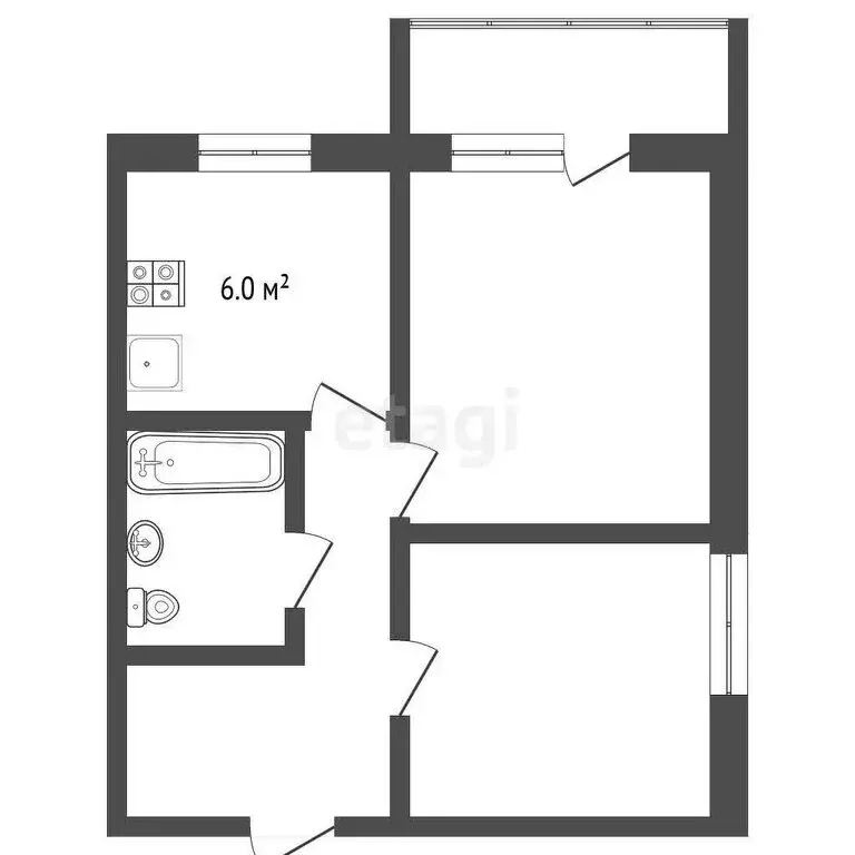 1-комнатная квартира: Тобольск, 7-й микрорайон, 14 (44 м) - Фото 0