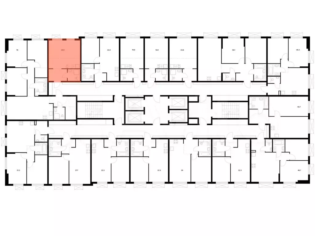 Квартира-студия, 25,9 м, 25/25 эт. - Фото 1