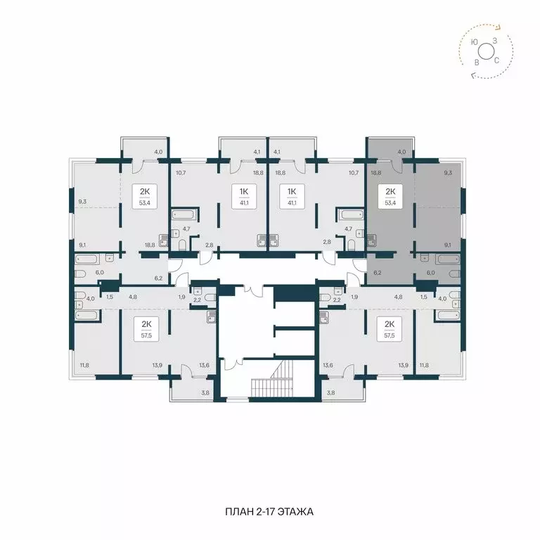 2-комнатная квартира: Новосибирск, квартал на Игарской (53.4 м) - Фото 2