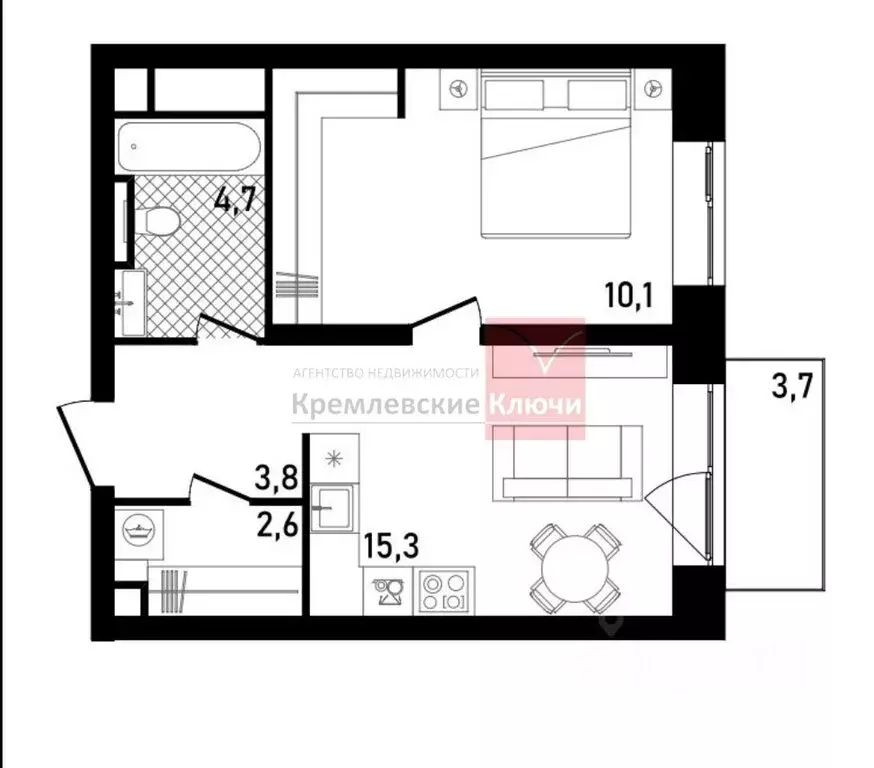 1-комнатная квартира: Москва, ЖК Репаблик, к2.2 (41.98 м) - Фото 1