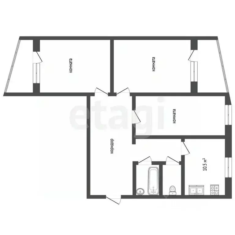 3-к кв. Москва Рабочая ул., 6К1 (81.9 м) - Фото 2