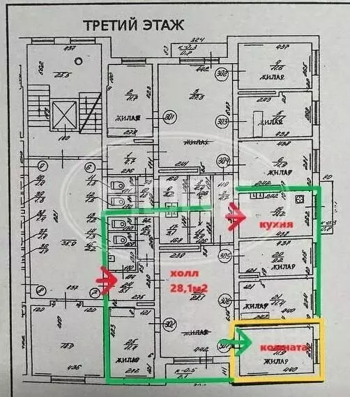 Комната Калининградская область, Калининград Азовская ул., 5 (11.9 м) - Фото 1