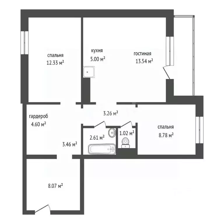 3-к кв. Красноярский край, Красноярск ул. Светлова, 42 (64.7 м) - Фото 2