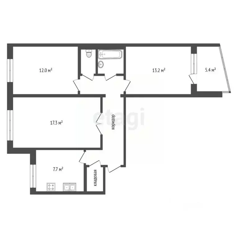 3-к кв. Хабаровский край, Хабаровск ДОС кв-л, 73 (65.4 м) - Фото 2