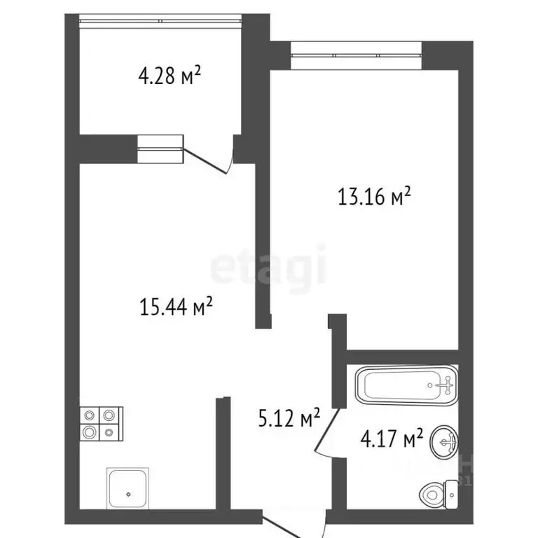 1-к кв. Брянская область, Брянск ул. Ульянова, 24 (40.0 м) - Фото 1