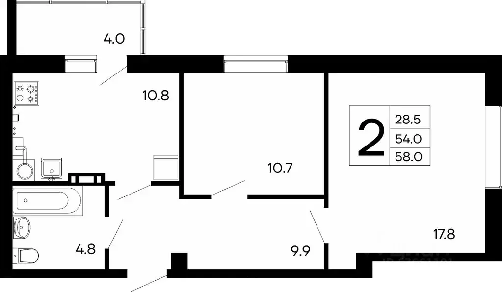 2-к кв. Крым, Феодосия ш. Симферопольское, 48к1 (58.0 м) - Фото 0