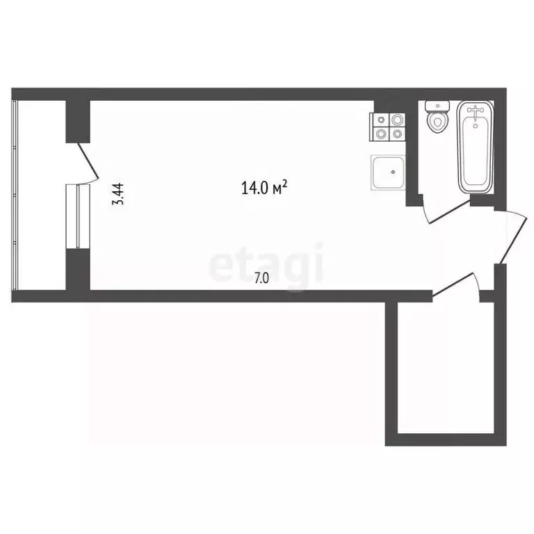 Студия Ханты-Мансийский АО, Сургут тракт Тюменский, 6/1 (27.9 м) - Фото 0
