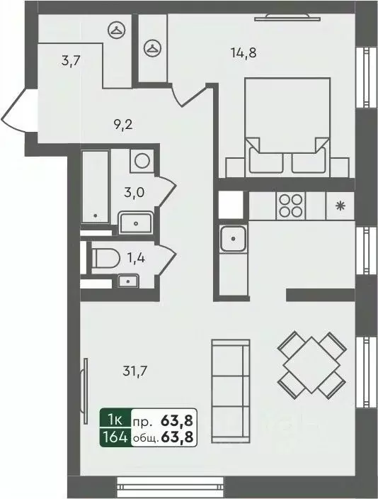 1-к кв. Курганская область, Курган Заозерный жилрайон, 6А мкр, 25/4 ... - Фото 0