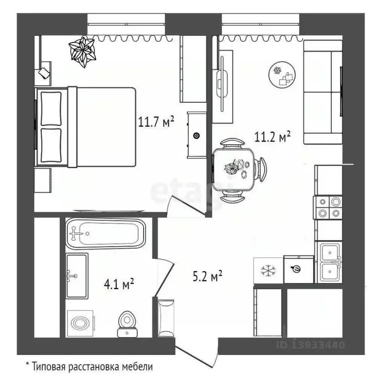 1-к кв. Тюменская область, Тюмень ул. Республики, 204к12 (33.0 м) - Фото 2