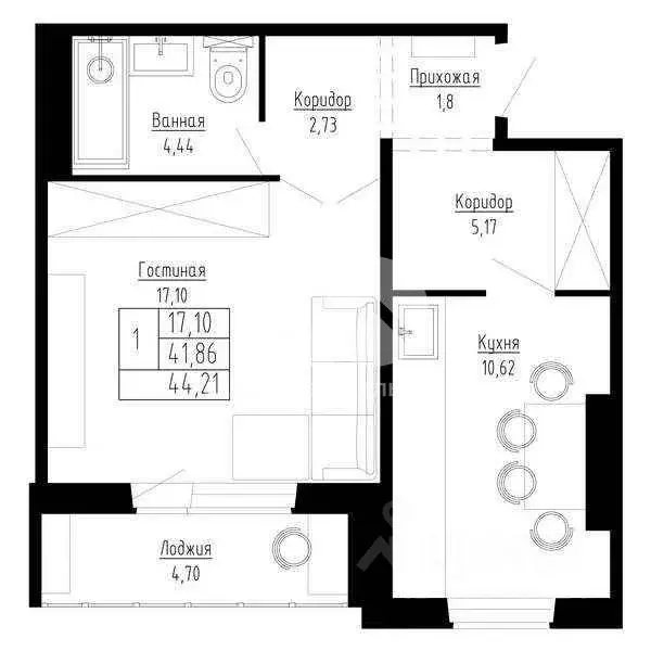 1-к кв. Новосибирская область, Новосибирск ул. Николая Сотникова, 36 ... - Фото 2