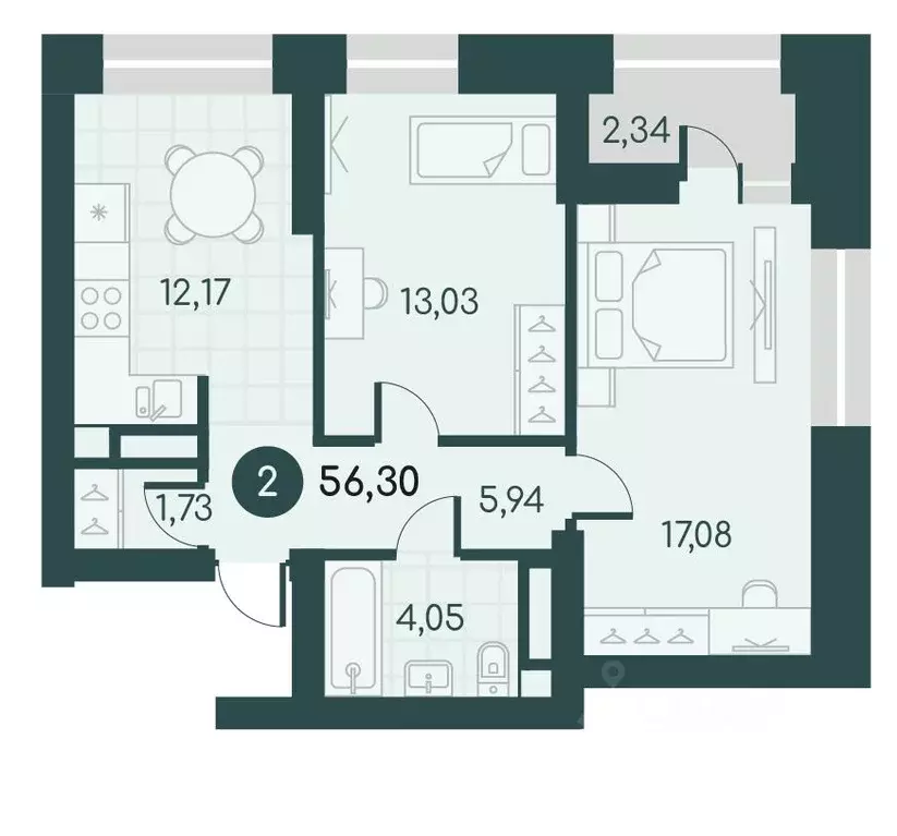 2-к кв. Курганская область, Курган Малиновые высоты жилой комплекс ... - Фото 1