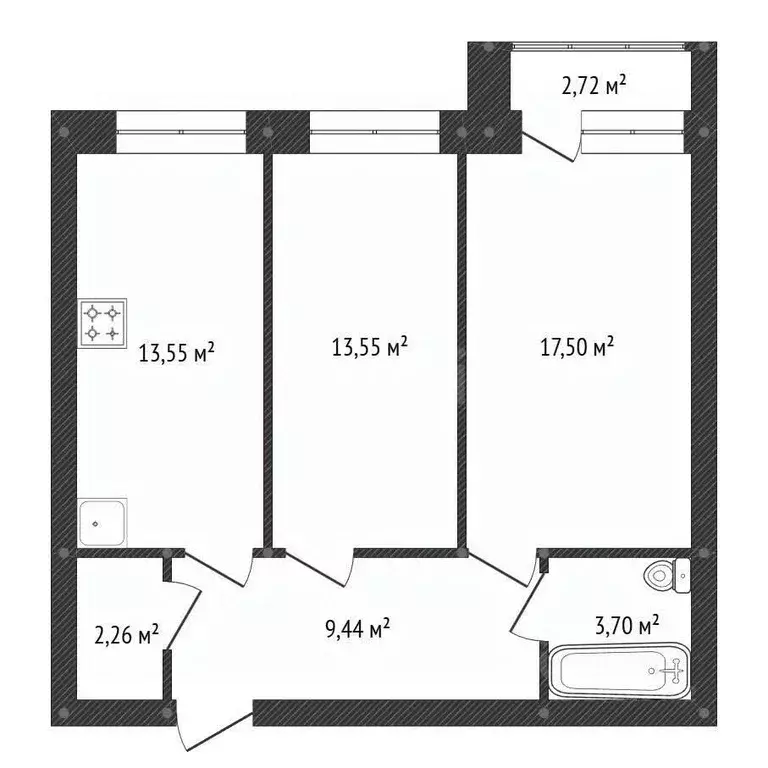 2-к кв. Башкортостан, Уфимский район, с. Михайловка ул. Сливовая, 7 ... - Фото 2