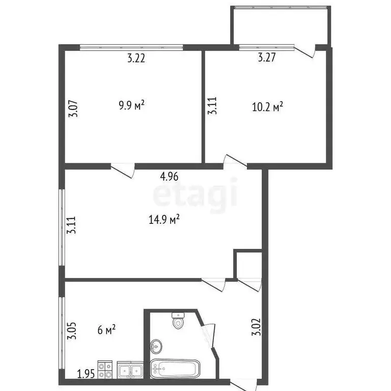 3-комнатная квартира: Санкт-Петербург, улица Ольги Форш, 11к1 (49.6 м) - Фото 1