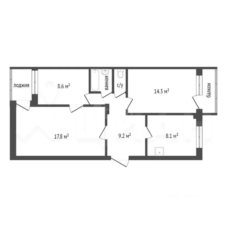 3-к кв. Красноярский край, Красноярск Рейдовая ул., 65а (60.4 м) - Фото 1