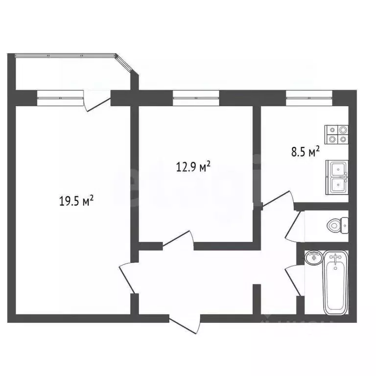 2-к кв. Архангельская область, Архангельск Первомайская ул., 8 (50.4 ... - Фото 2