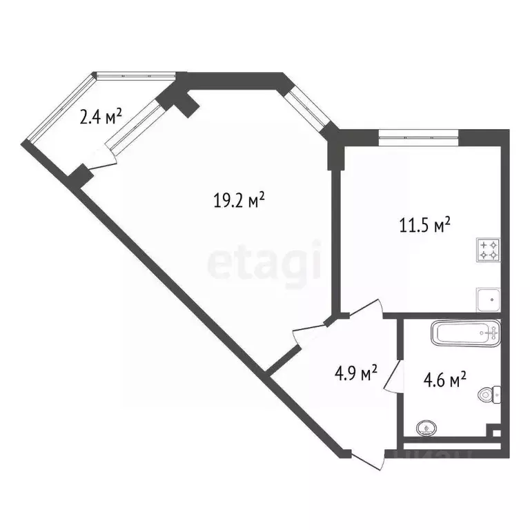 1-к кв. Красноярский край, Красноярск ул. Мичурина, 2Ж (40.9 м) - Фото 2