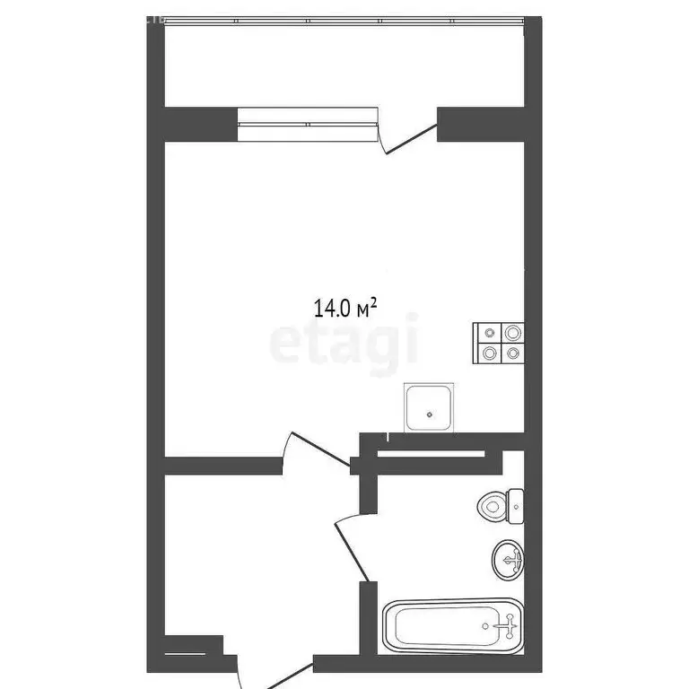 Квартира-студия: деревня Дударева, улица Сергея Джанбровского, 1 (25.2 ... - Фото 1