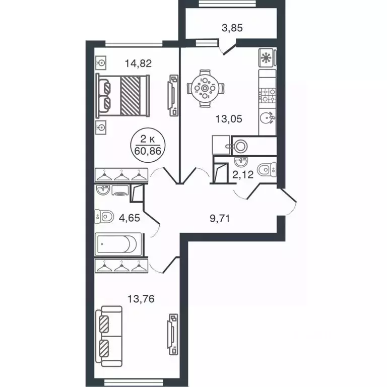 2-к кв. Тверская область, Тверь Бурашевское ш., 60 (60.86 м) - Фото 0