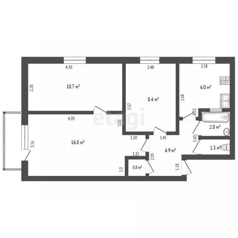 3-к кв. Ростовская область, Ростов-на-Дону ул. Оганова, 11А (50.4 м) - Фото 1