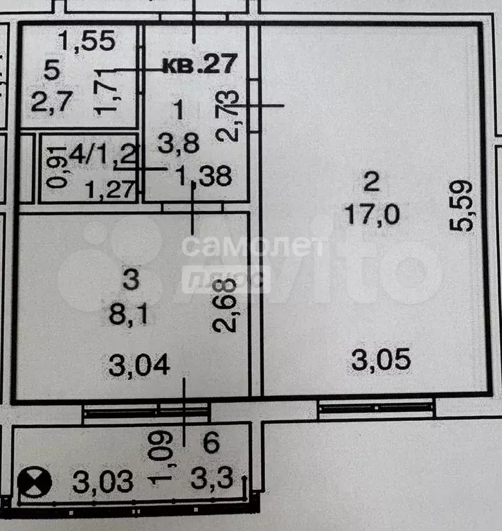 1-к. квартира, 32,8 м, 7/9 эт. - Фото 0