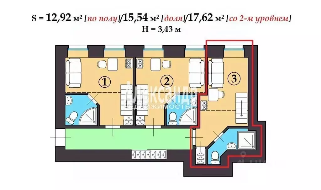 Студия Санкт-Петербург Манежный пер., 15-17 (15.54 м) - Фото 1