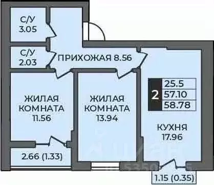 2-к кв. Оренбургская область, Оренбург ул. Ильи Глазунова, 21 (58.78 ... - Фото 0