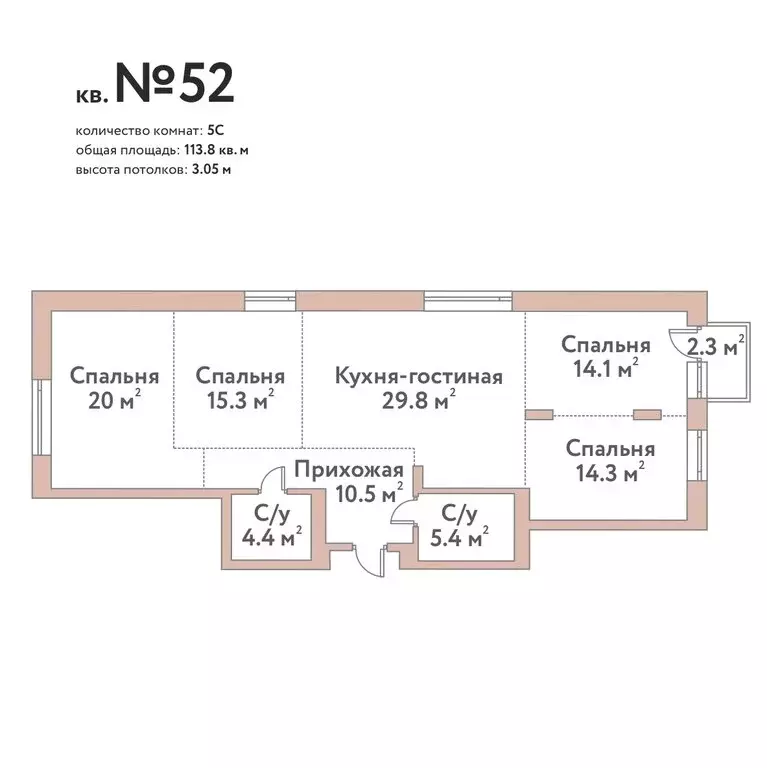 4-комнатная квартира: Новосибирск, жилой комплекс Флора и Фауна (113.8 ... - Фото 0