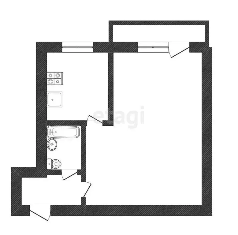 1-комнатная квартира: Нальчик, улица Кирова, 4 (28.5 м) - Фото 1