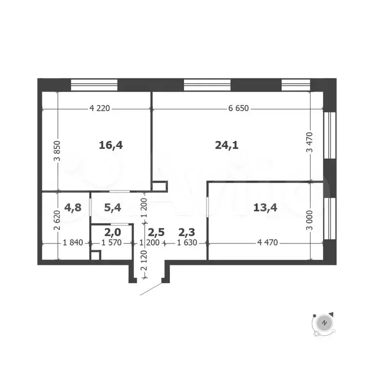 2-к. квартира, 70,9 м, 16/19 эт. - Фото 1