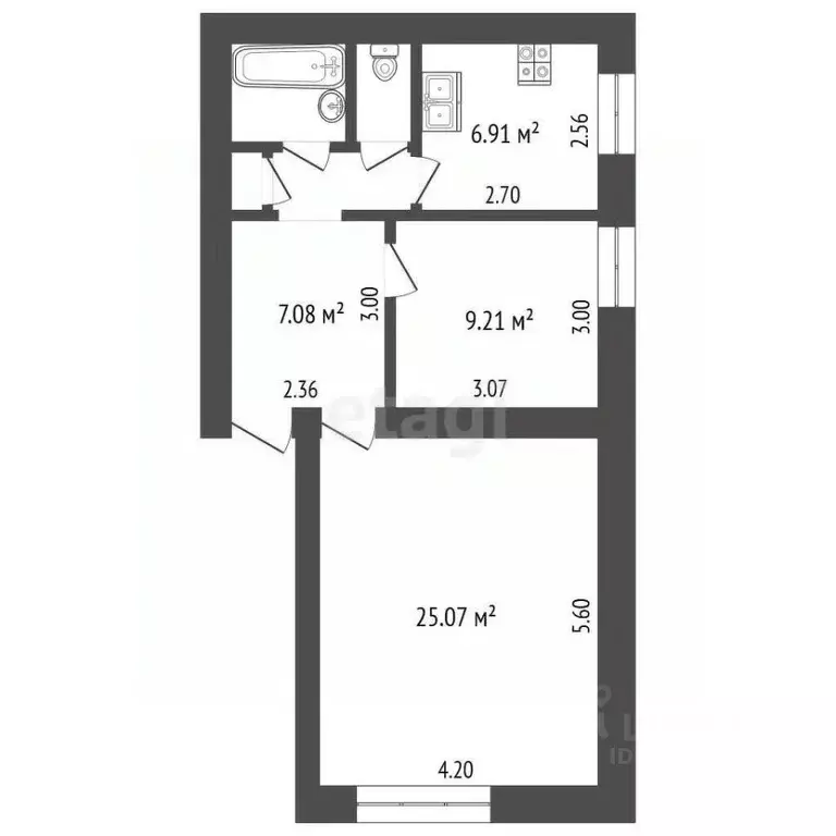 2-к кв. Красноярский край, Норильск Комсомольская ул., 34к1 (53.4 м) - Фото 1