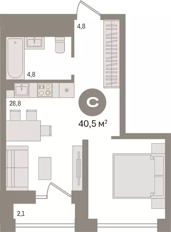 Квартира-студия: Новосибирск, жилой комплекс Мылзавод (40.82 м) - Фото 2