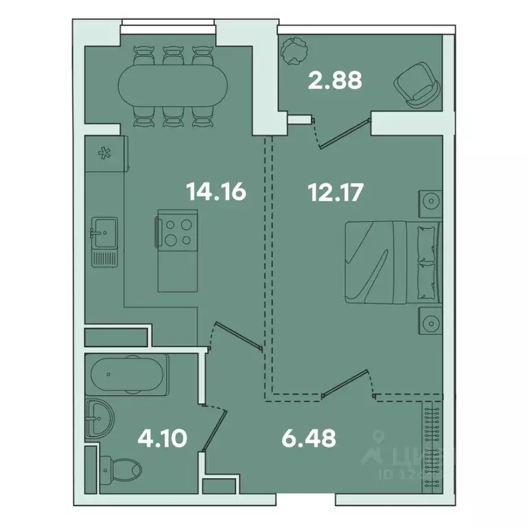 1-к кв. Иркутская область, Иркутск ул. Петрова, 18 (39.79 м) - Фото 0