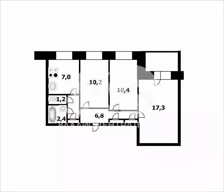 3-к кв. Новосибирская область, Новосибирск ул. Петухова, 122 (57.3 м) - Фото 1