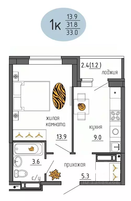 1-к кв. Пермский край, Пермь Ижевская ул., 38 (33.0 м) - Фото 1