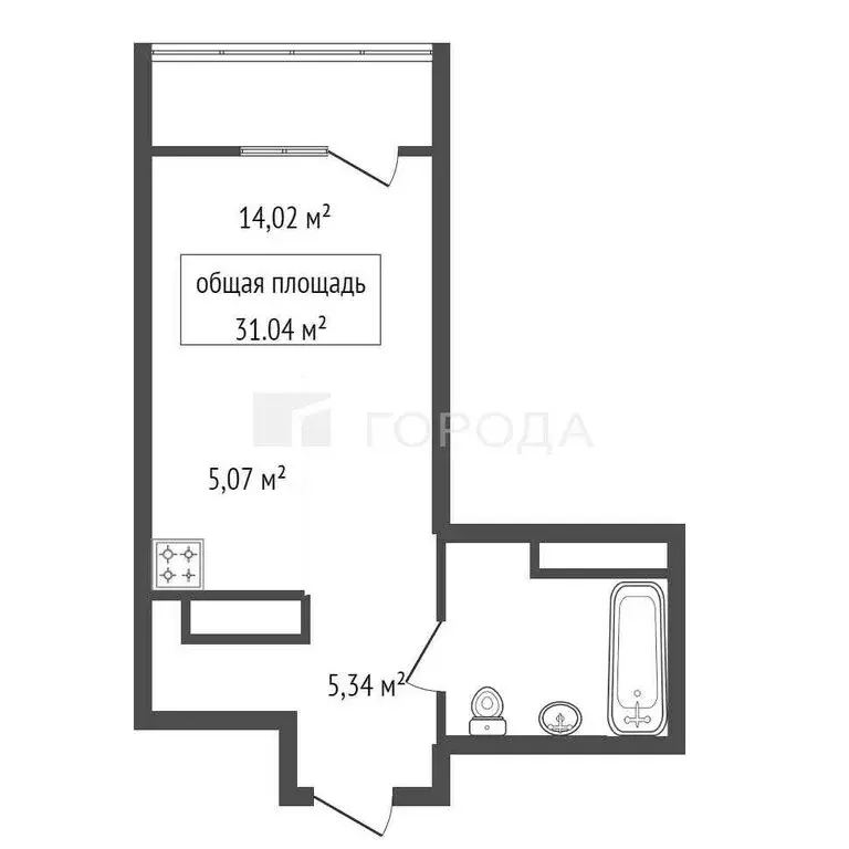 1-комнатная квартира: Новосибирск, улица Аэропорт, 1 (31.04 м) - Фото 1
