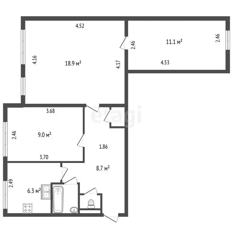 3-комнатная квартира: Санкт-Петербург, улица Чудновского, 8к2 (58 м) - Фото 1