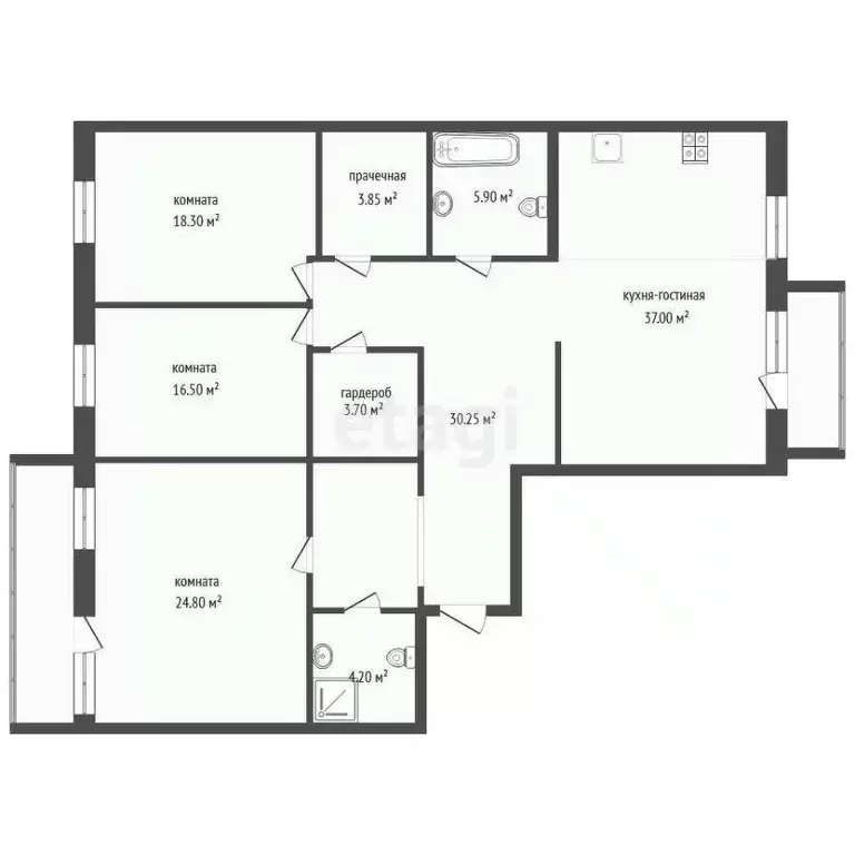 3-к кв. Тюменская область, Тюмень ул. Николая Федорова, 30 (144.5 м) - Фото 1