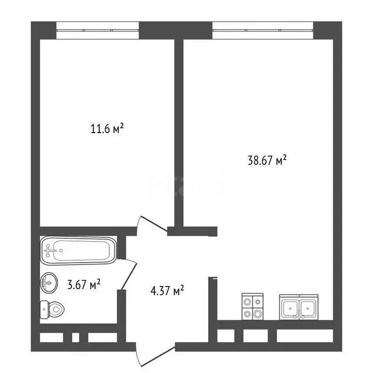 1-комнатная квартира: Тюмень, улица Павла Никольского, 2 (39.1 м) - Фото 1