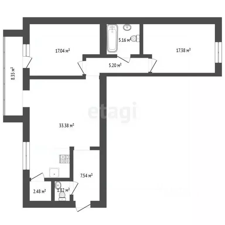 2-к кв. Тюменская область, Тюмень ул. Тимофея Кармацкого, 5 (91.8 м) - Фото 2