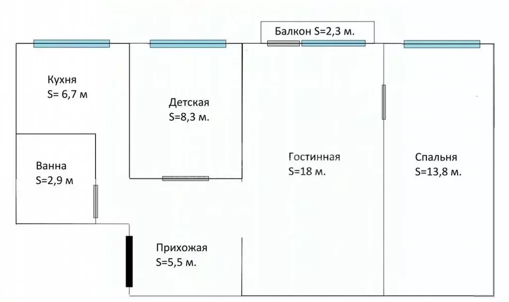 3-к кв. Калужская область, Калуга ул. Степана Разина, 43 (55.9 м) - Фото 0