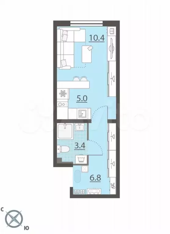 Квартира-студия, 25,6 м, 3/8 эт. - Фото 0