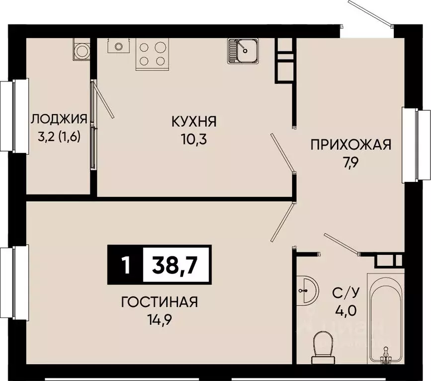 1-к кв. Ставропольский край, Кисловодск городской округ, пос. ... - Фото 1