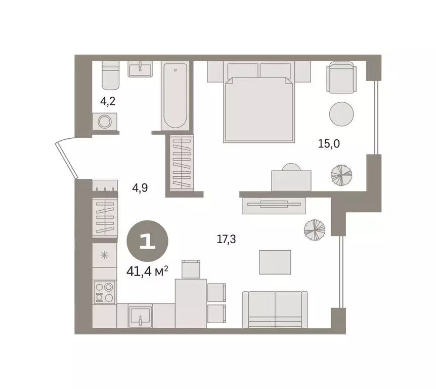 1-комнатная квартира: Новосибирский район, рабочий посёлок Краснообск, ... - Фото 1