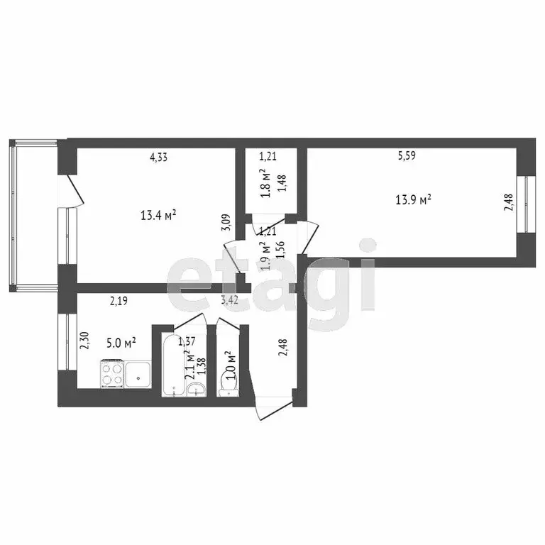 2-комнатная квартира: Тверь, улица Склизкова, 107 (44 м) - Фото 1