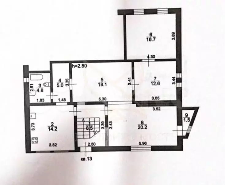 6-к. квартира, 143,3 м, 1/2 эт. - Фото 0