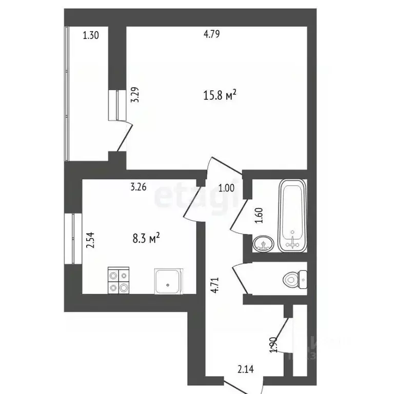 1-к кв. Тюменская область, Тюмень Профсоюзная ул., 5а (35.8 м) - Фото 2