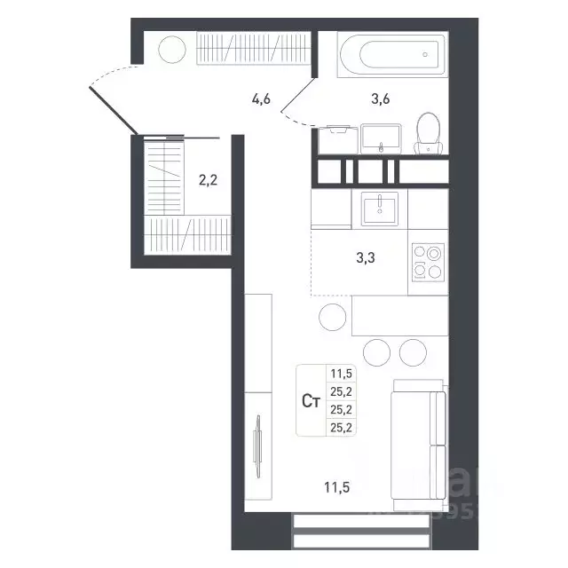 Студия Московская область, Подольск городской округ, д. Борисовка ... - Фото 1