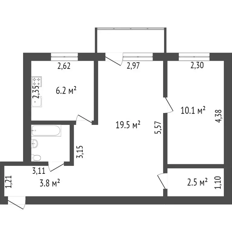 2-комнатная квартира: Кемерово, проспект Шахтёров, 77 (45.1 м) - Фото 0